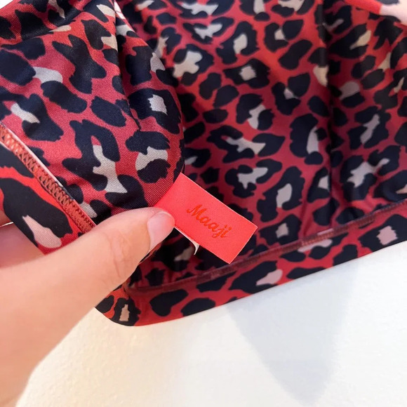 MAAJI Reversible Red Leopard Floral Cut Out Back Tropical Resortwear Bikini M/XL - Picture 4 of 12